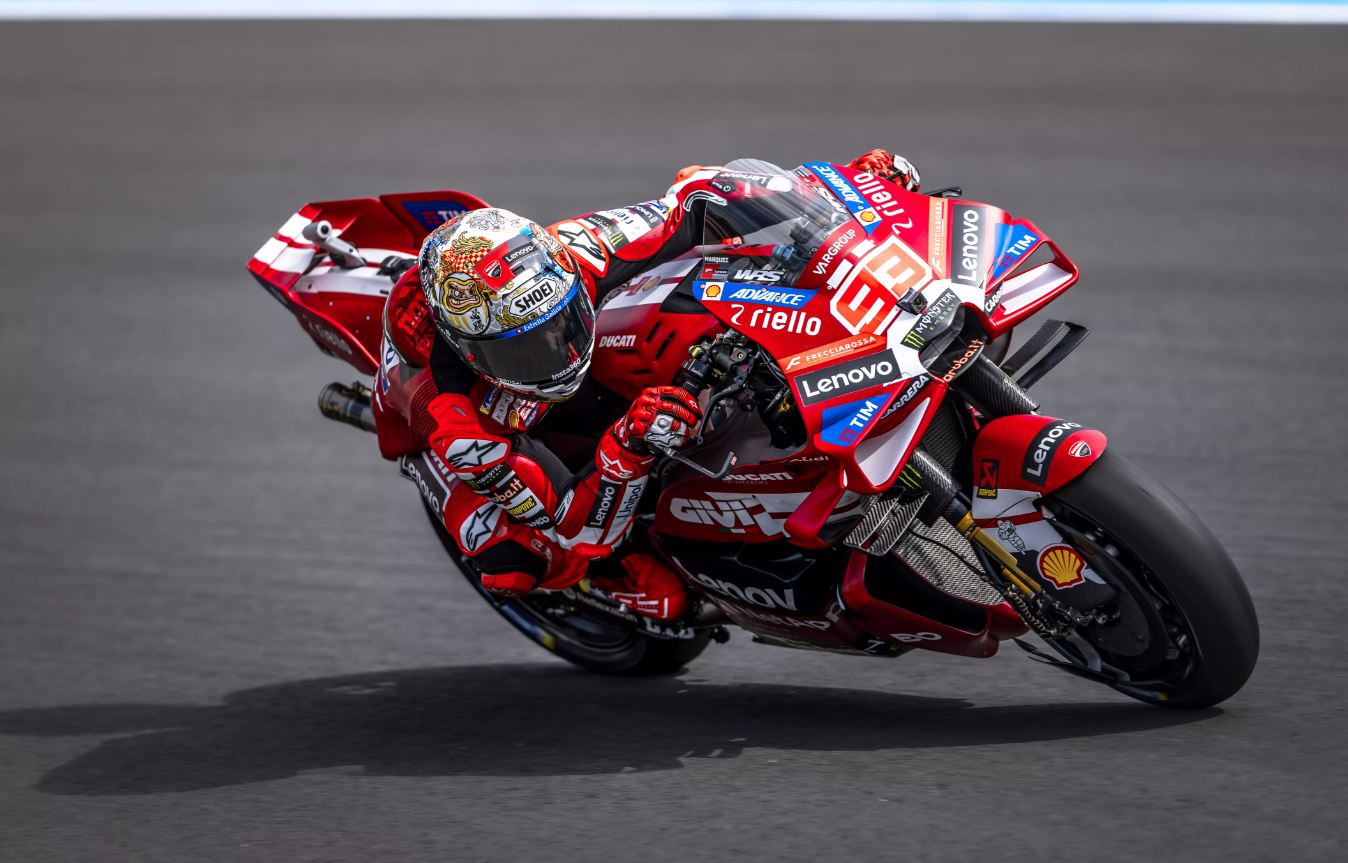 Marc Márquez and the Ducati Lenovo Team third quickest in Motegi Friday. Francesco Bagnaia sixteenth